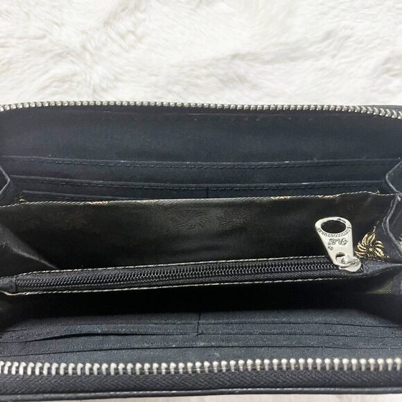 Rustic Coutures Western Black Buckle And Turquoise Accents Zip Wallet Wristlet‎ - Picture 9 of 14